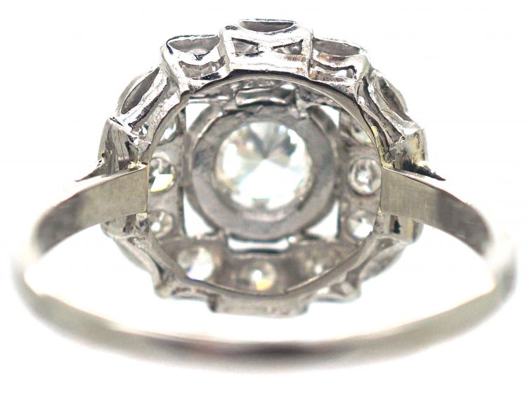 French Art Deco Platinum & Diamond Geometric Cluster Ring