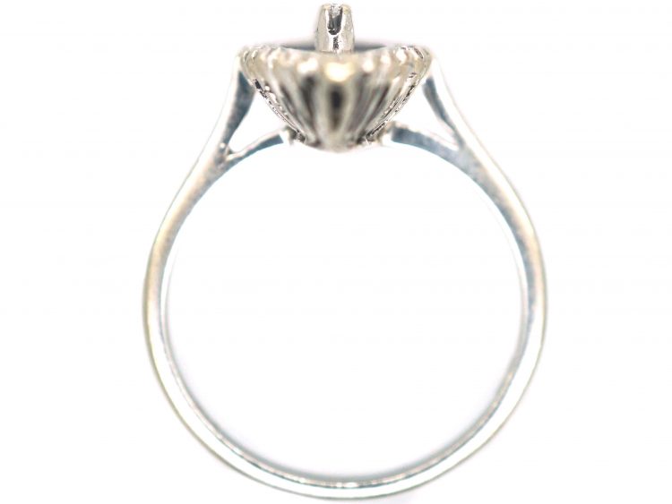 18ct White Gold, Blue Enamel & Diamond Marquise Ring