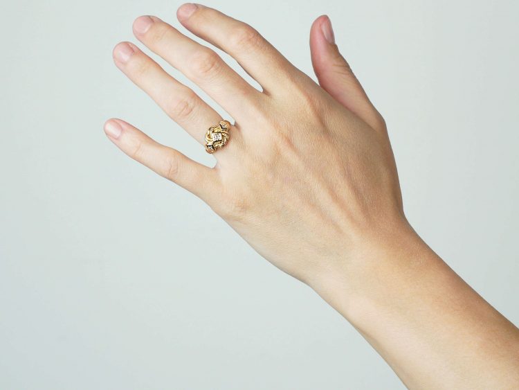 Edwardian 18ct Gold Knot Ring set with Three Diamonds