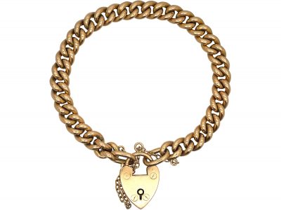 Edwardian 15ct Gold Curb Bracelet with Padlock