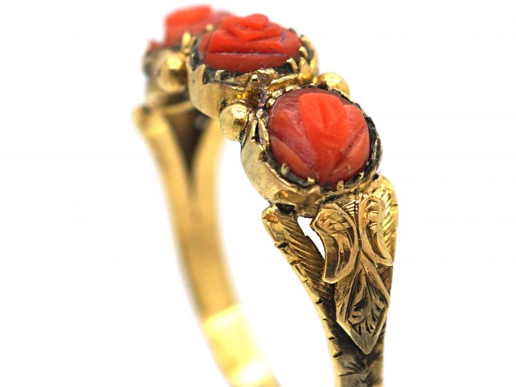 Georgian 15ct Gold & Carved Coral Ring