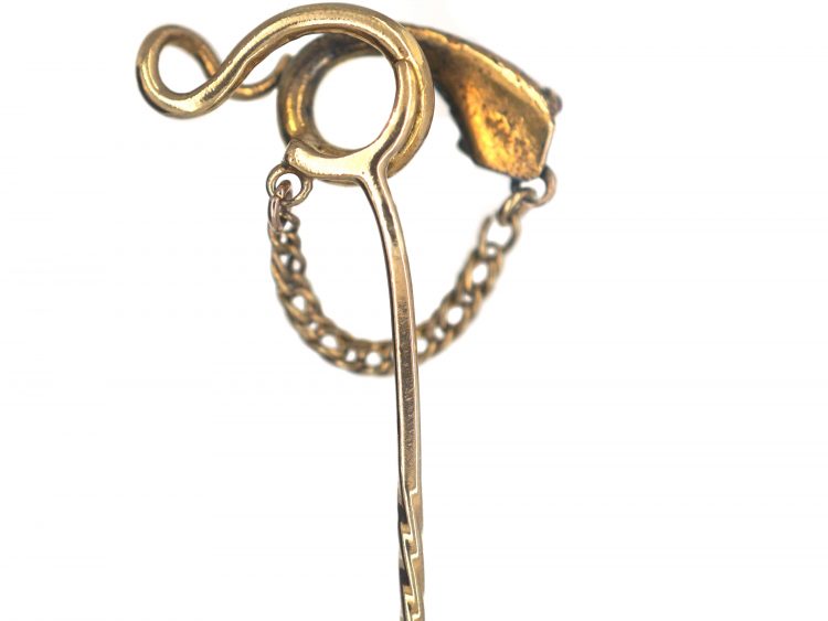 Georgian 15ct Gold Tie Pin of a Snake set with Rubies
