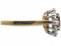 18ct Gold, Ruby & Diamond Cluster Ring with Baguette Diamonds