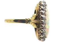 Edwardian 18ct Gold Large Opal & Diamond Oval Cluster Ring