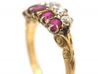 Victorian 18ct Gold, Ruby & Diamond Two Row Ring