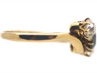 Art Deco Three Stone Cognac & White Diamond Crossover Ring