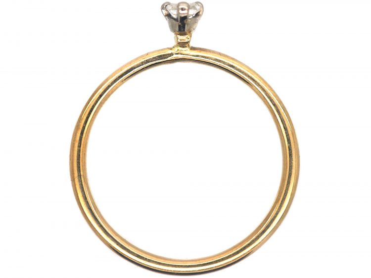 18ct Gold & Long Narrow Claw Set Baguette Diamond Ring