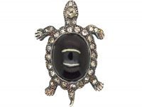 Rose Diamond & Cabochon Garnet Turtle Brooch