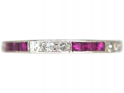 Art Deco Platinum Ruby & Diamond Narrow Eternity Ring