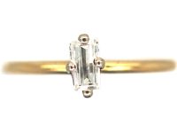 18ct Gold & Long Narrow Claw Set Baguette Diamond Ring