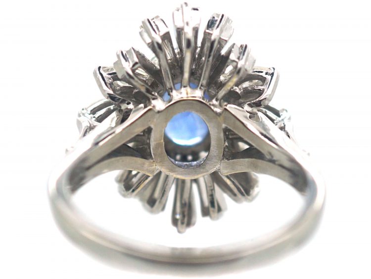 18ct White Gold 1950s Sapphire & Diamond Ballerina Ring
