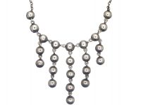 Edwardian Silver & Green Paste Drops Necklace