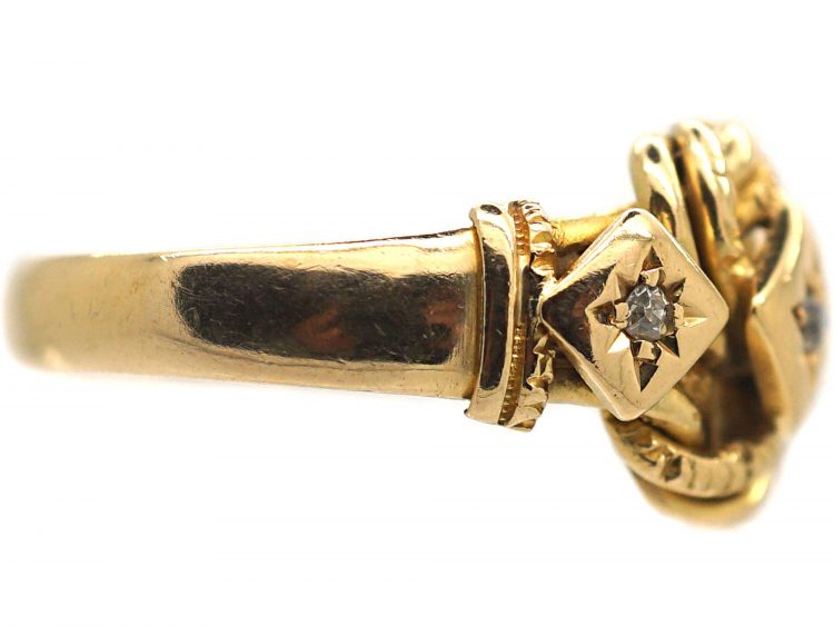 Edwardian 18ct Gold Knot Ring set with Three Diamonds