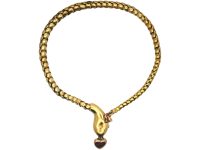 Victorian 15ct Gold Snake Bracelet Set With Turquoise & Heart
