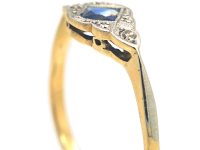 Art Deco 18ct Gold & Platinum, Sapphire & Diamond Ring