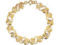Art Nouveau 9ct Gold & Blister Pearl Bracelet