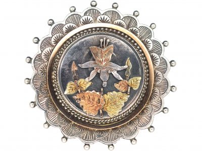 Victorian Silver & Gold Overlay Brooch with Daffodil Motif