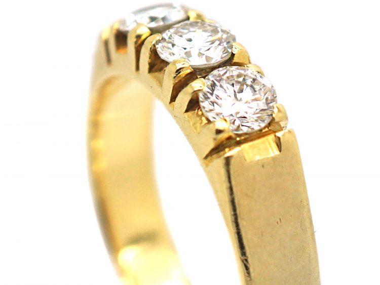 French 18ct Gold & Diamond Three Stone Ring