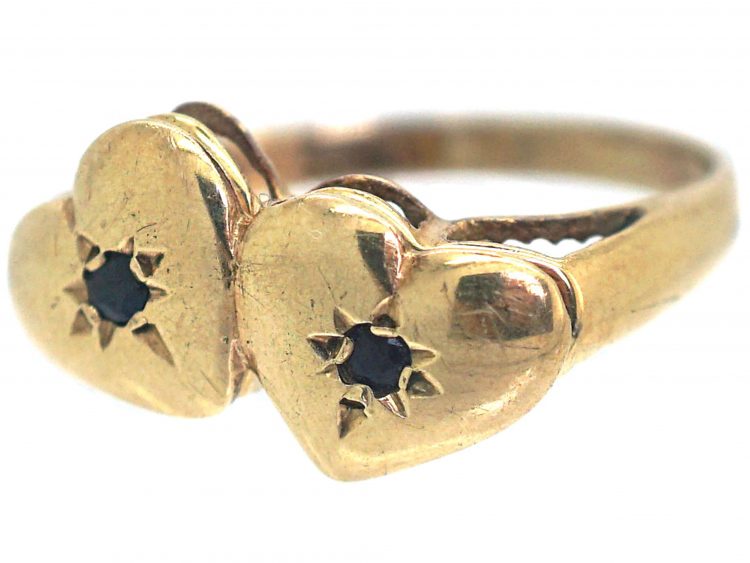 9ct Gold Double Heart Ring that Opens