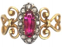 Victorian 18ct Gold, Ruby & Rose Diamond Ring