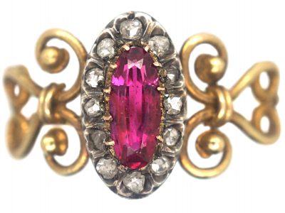 Victorian 18ct Gold, Ruby & Rose Diamond Ring
