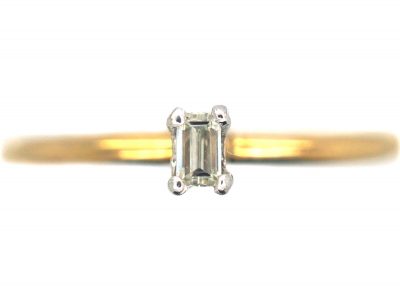 18ct Gold & Claw Set Diamond Baguette Band Ring