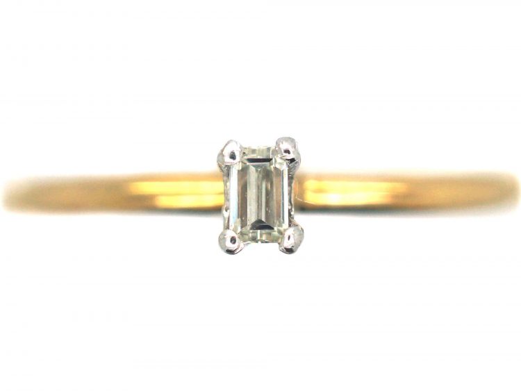 18ct Gold & Claw Set Diamond Baguette Band Ring