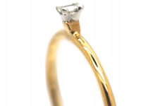 18ct Gold & Claw Set Small Baguette Diamond Ring