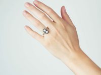 Art Deco 18ct Gold & Platinum, Natural Pearl, Sapphire & Diamond Ring