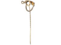 Georgian 15ct Gold Tie Pin of a Snake set with Rubies
