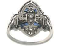Art Deco Platinum, Diamond & Sapphire Navette Shaped Ring
