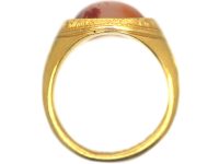 Victorian 18ct Gold & Orange Moss Agate Signet Ring