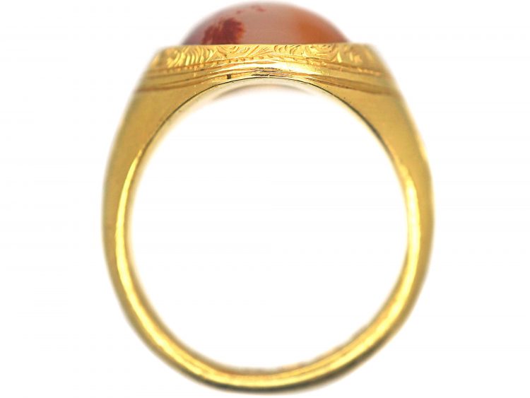 Victorian 18ct Gold & Orange Moss Agate Signet Ring