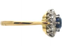 18ct Gold Royal Blue Sapphire & Diamond Cluster Ring