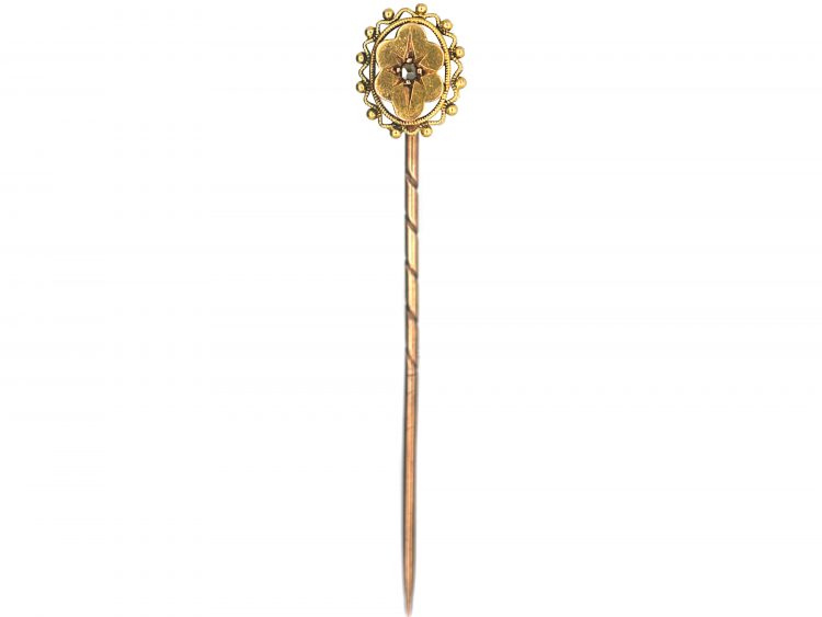 Victorian 15ct Gold Tie Pin set with a Rose Diamond