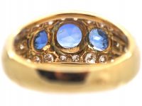 French 18ct Gold, Sapphire & Diamond Bombé Style Ring