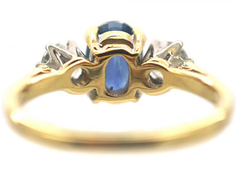 18ct Gold Sapphire & Diamond Three Stone Ring