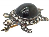 Rose Diamond & Cabochon Garnet Turtle Brooch