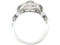 Art Deco Platinum, Diamond & Sapphire Navette Shaped Ring