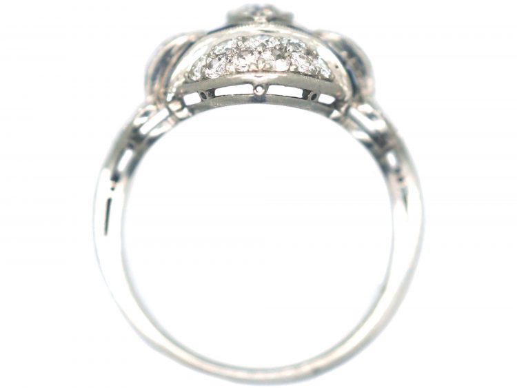 Art Deco Platinum, Diamond & Sapphire Navette Shaped Ring
