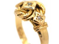 Edwardian 18ct Gold Knot Ring set with Three Diamonds