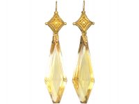 Victorian 18ct Gold & Citrine Drop Earrings