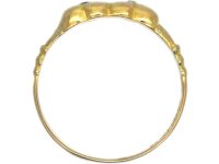 Victorian 18ct Gold Double Heart Ring set with a Sapphire & a Diamond