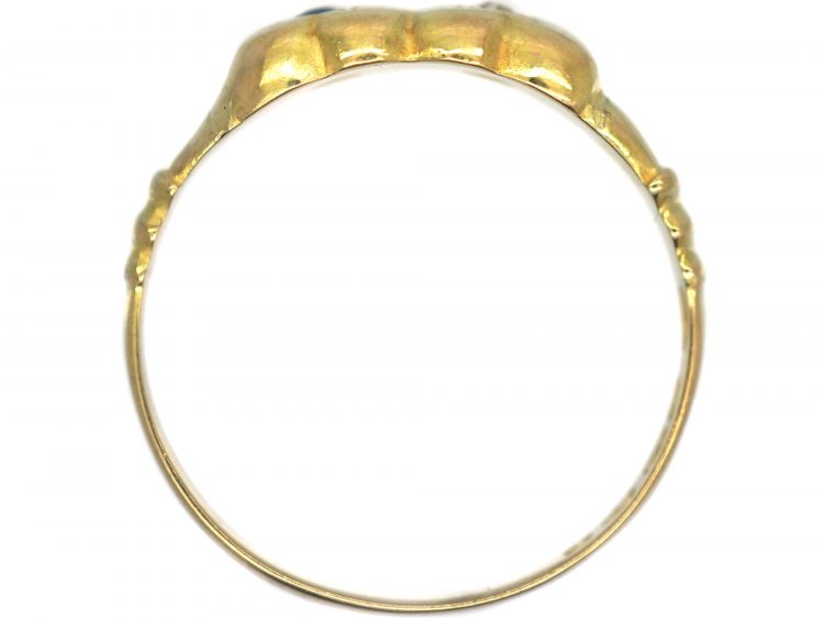 Victorian 18ct Gold Double Heart Ring set with a Sapphire & a Diamond