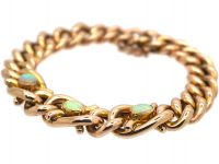 Edwardian 9ct Gold Curb Bracelet set with Three Opals