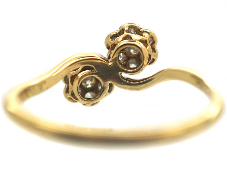 Edwardian 18ct Gold & Platinum, Double Cluster Ring set with Diamonds