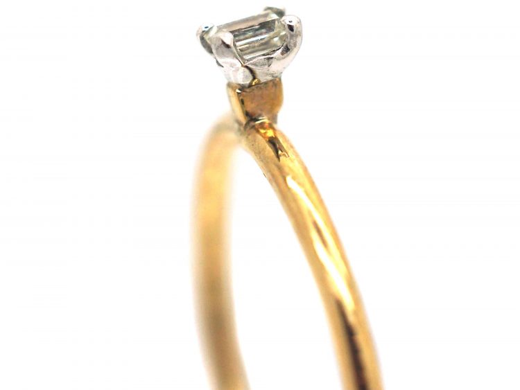 18ct Gold & Claw Set Diamond Baguette Band Ring