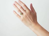 Edwardian 18ct Gold, Rose Diamond & Peridot Oval Cluster Ring