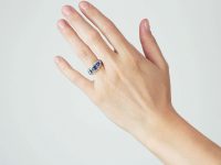 French 18ct Gold, Sapphire & Diamond Bombé Style Ring