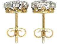 18ct White & Yellow Gold Ruby & Diamond Cluster Earrings